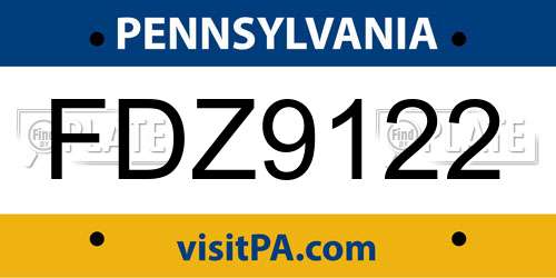 FDZ9122 Pennsylvania License Plate