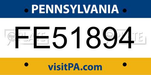 FE51894 Pennsylvania License Plate
