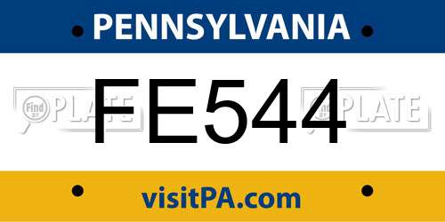 FE544 Pennsylvania License Plate