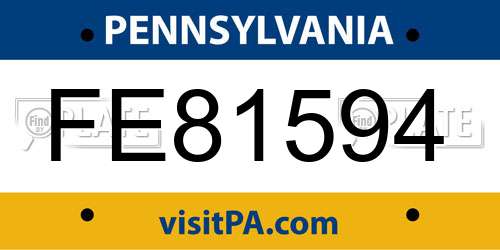 FE81594 Pennsylvania License Plate