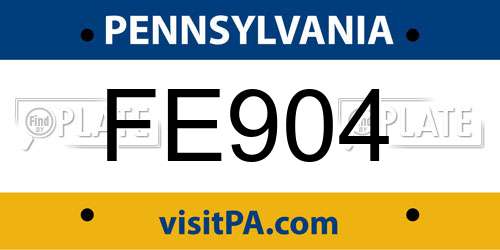 FE904 Pennsylvania License Plate