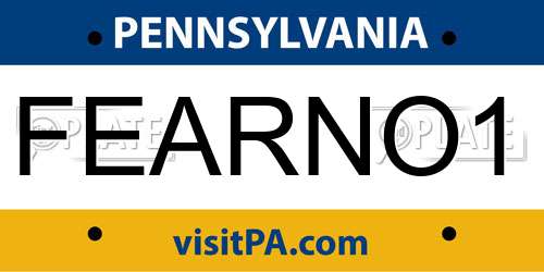 FEARNO1 Pennsylvania License Plate