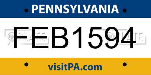 FEB1594 Pennsylvania License Plate