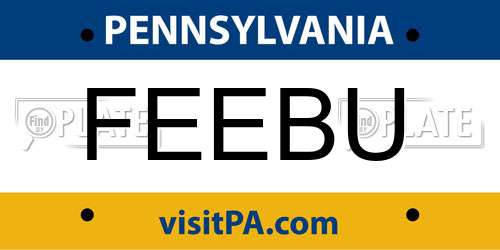 FEEBU Pennsylvania License Plate
