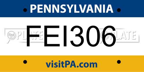 FEI306 Pennsylvania License Plate