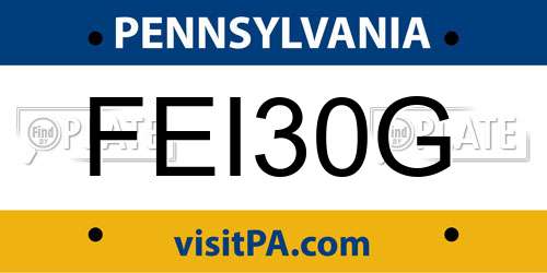 FEI30G Pennsylvania License Plate