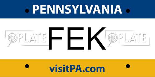 FEK Pennsylvania License Plate