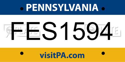 FES1594 Pennsylvania License Plate