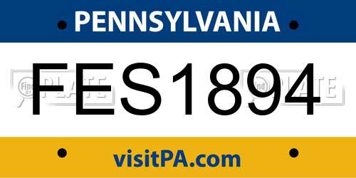 FES1894 Pennsylvania License Plate