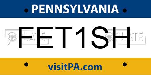 FET1SH Pennsylvania License Plate