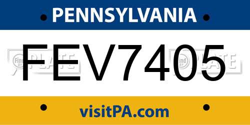FEV7405 Pennsylvania License Plate