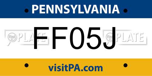 FF05J Pennsylvania License Plate