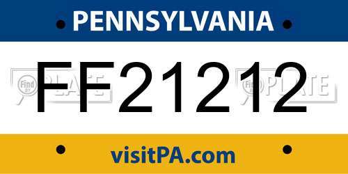 FF21212 Pennsylvania License Plate