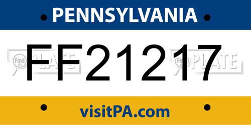 FF21217 Pennsylvania License Plate