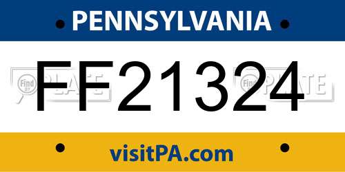 FF21324 Pennsylvania License Plate