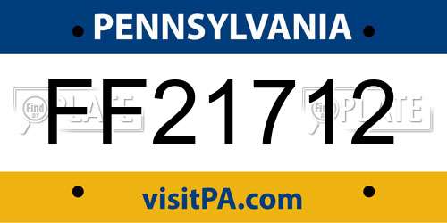 FF21712 Pennsylvania License Plate