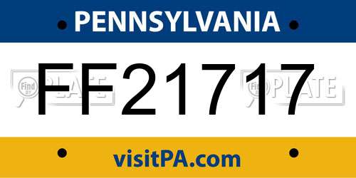 FF21717 Pennsylvania License Plate