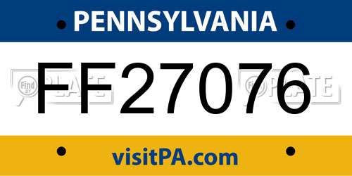 FF27076 Pennsylvania License Plate