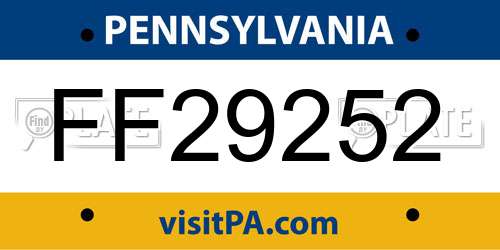 FF29252 Pennsylvania License Plate