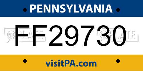 FF29730 Pennsylvania License Plate