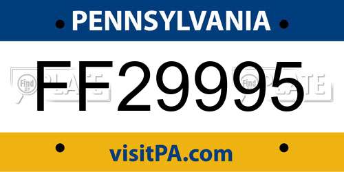 FF29995 Pennsylvania License Plate