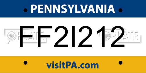 FF2I212 Pennsylvania License Plate