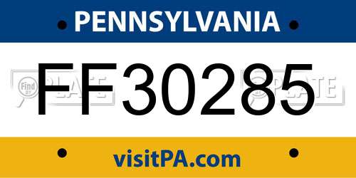 FF30285 Pennsylvania License Plate