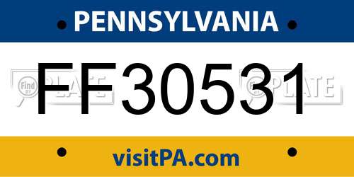 FF30531 Pennsylvania License Plate