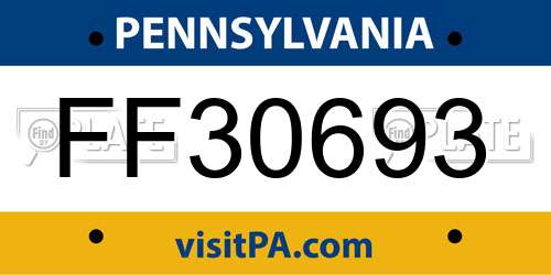 FF30693 Pennsylvania License Plate