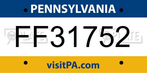 FF31752 Pennsylvania License Plate