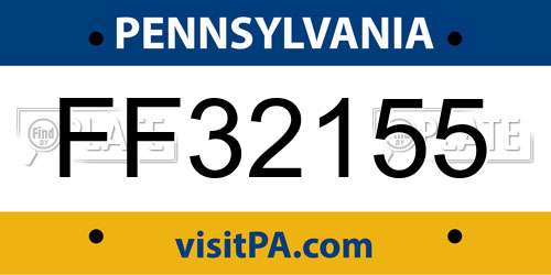 FF32155 Pennsylvania License Plate