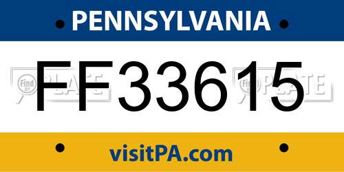 FF33615 Pennsylvania License Plate