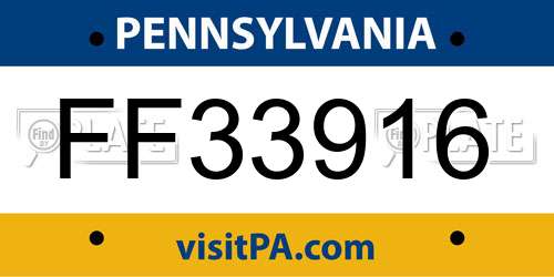 FF33916 Pennsylvania License Plate