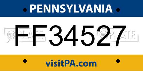 FF34527 Pennsylvania License Plate