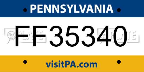 FF35340 Pennsylvania License Plate