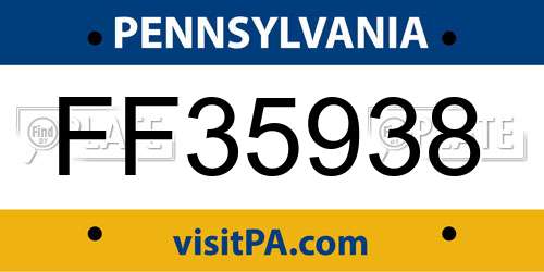 FF35938 Pennsylvania License Plate