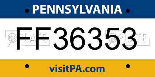 FF36353 Pennsylvania License Plate