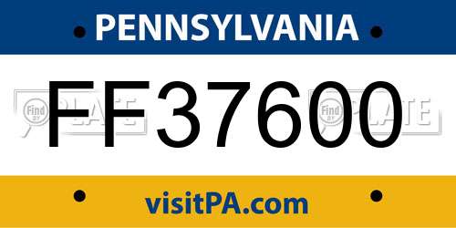 FF37600 Pennsylvania License Plate