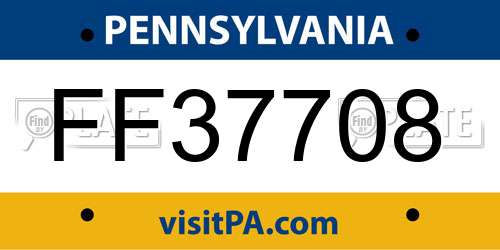 FF37708 Pennsylvania License Plate