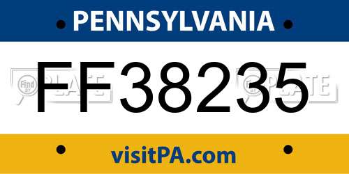 FF38235 Pennsylvania License Plate