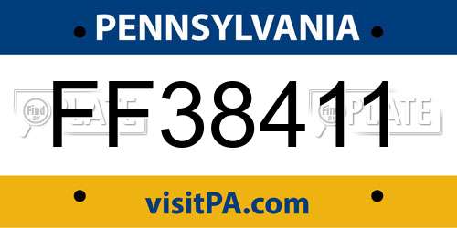 FF38411 Pennsylvania License Plate