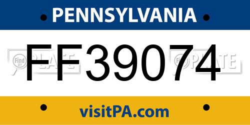 FF39074 Pennsylvania License Plate