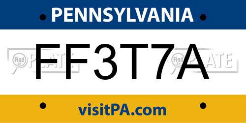 FF3T7A Pennsylvania License Plate