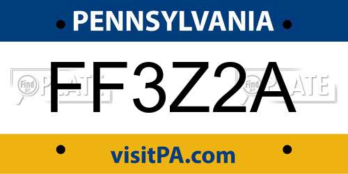 FF3Z2A Pennsylvania License Plate