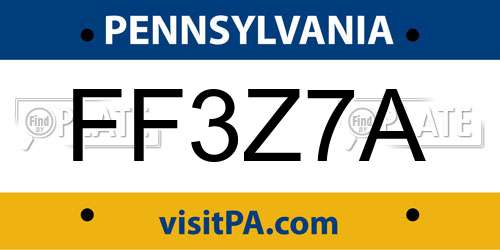 FF3Z7A Pennsylvania License Plate