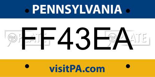 FF43EA Pennsylvania License Plate