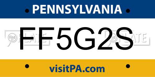 FF5G2S Pennsylvania License Plate