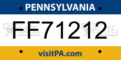 FF71212 Pennsylvania License Plate