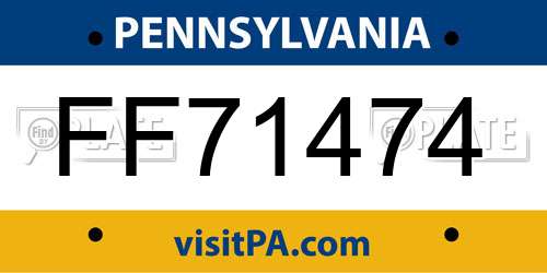 FF71474 Pennsylvania License Plate