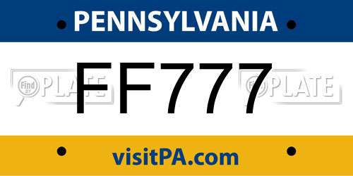FF777 Pennsylvania License Plate